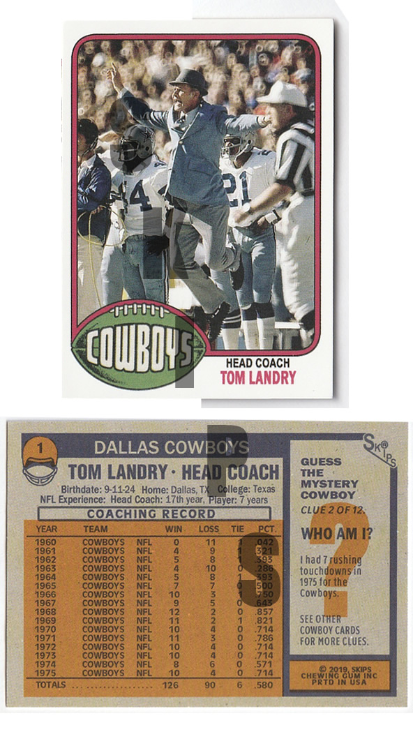 1976 STCC #1 Topps Tom Landry Dallas Cowboys HOF